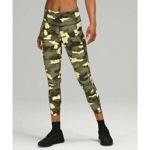 LULULEMON FAST FREE HIGH RISE CROP LEGGINGS CAMO 10